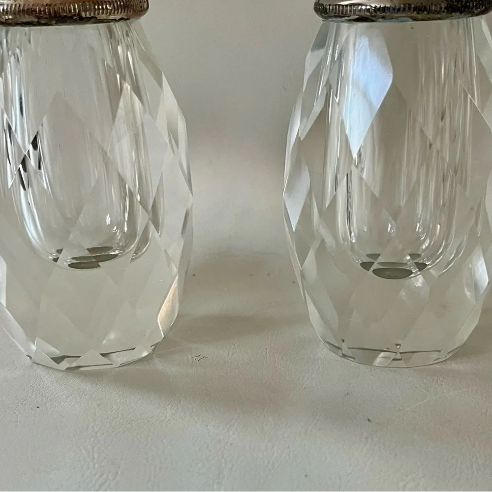 Vintage Hand Patient Milk Glass Pink Floral Glass Salt and Pepper Shakers Set